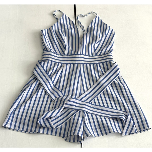 Gianni Bini Striped‎ Blue & White Romper Size XS - Picture 3 of 16